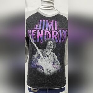 H&M Graphic Fitted 3/4 Sleeve Black and Purple Tee